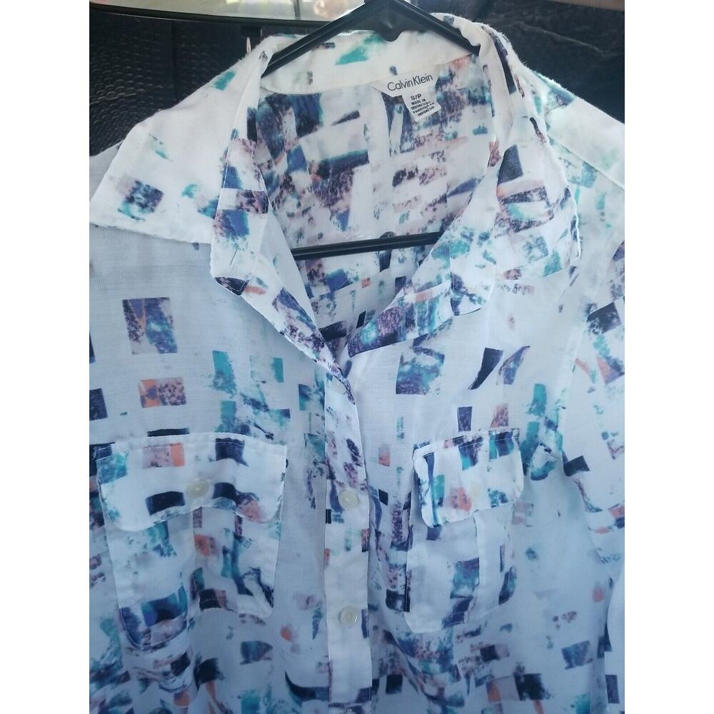 Calvin Klein Casual Shirt Slim Fit Long Sleeve Print Floral women's size S/P